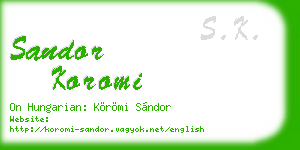 sandor koromi business card