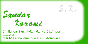 sandor koromi business card